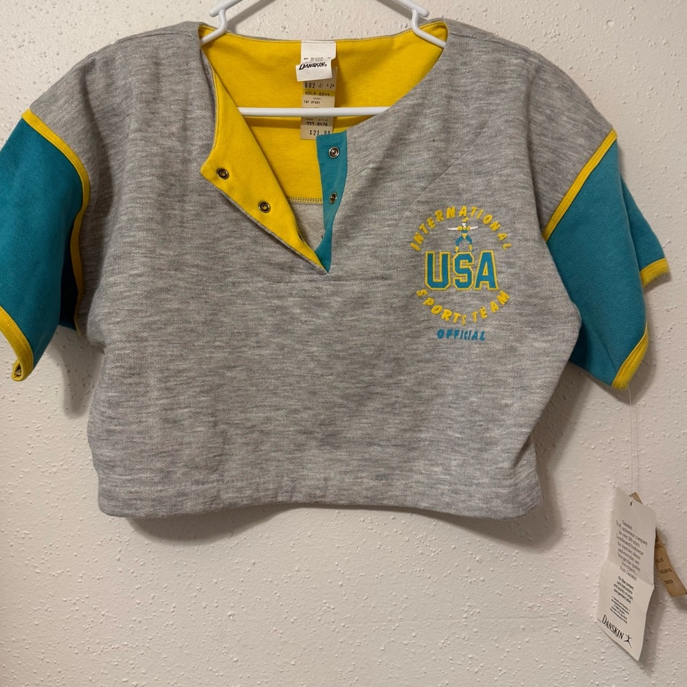 Vintage 1990s Danskin International Sports Team Crop Top with Tags